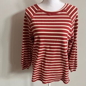 Hayden Red and Cream Striped Long Sleeve Top